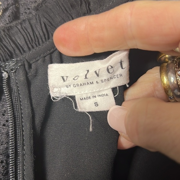 Velvet Black Short Sleeve Lace Dress Size Small - Picture 9 of 12